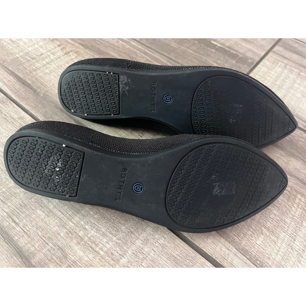 Rothys The Point Solid Black Pointed Toe Knit Flats Womens 9 - Picture 4 of 5